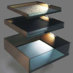 Front glass aluminum drawers