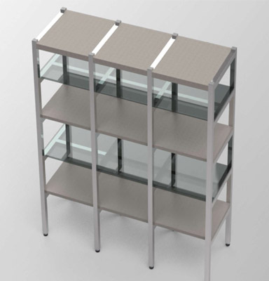 Contemporary aluminum structure with diagonal intersecting bars